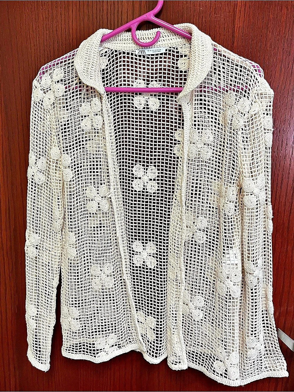 Zara Floral Crochet Shirt Ecru 3772/316/712/S